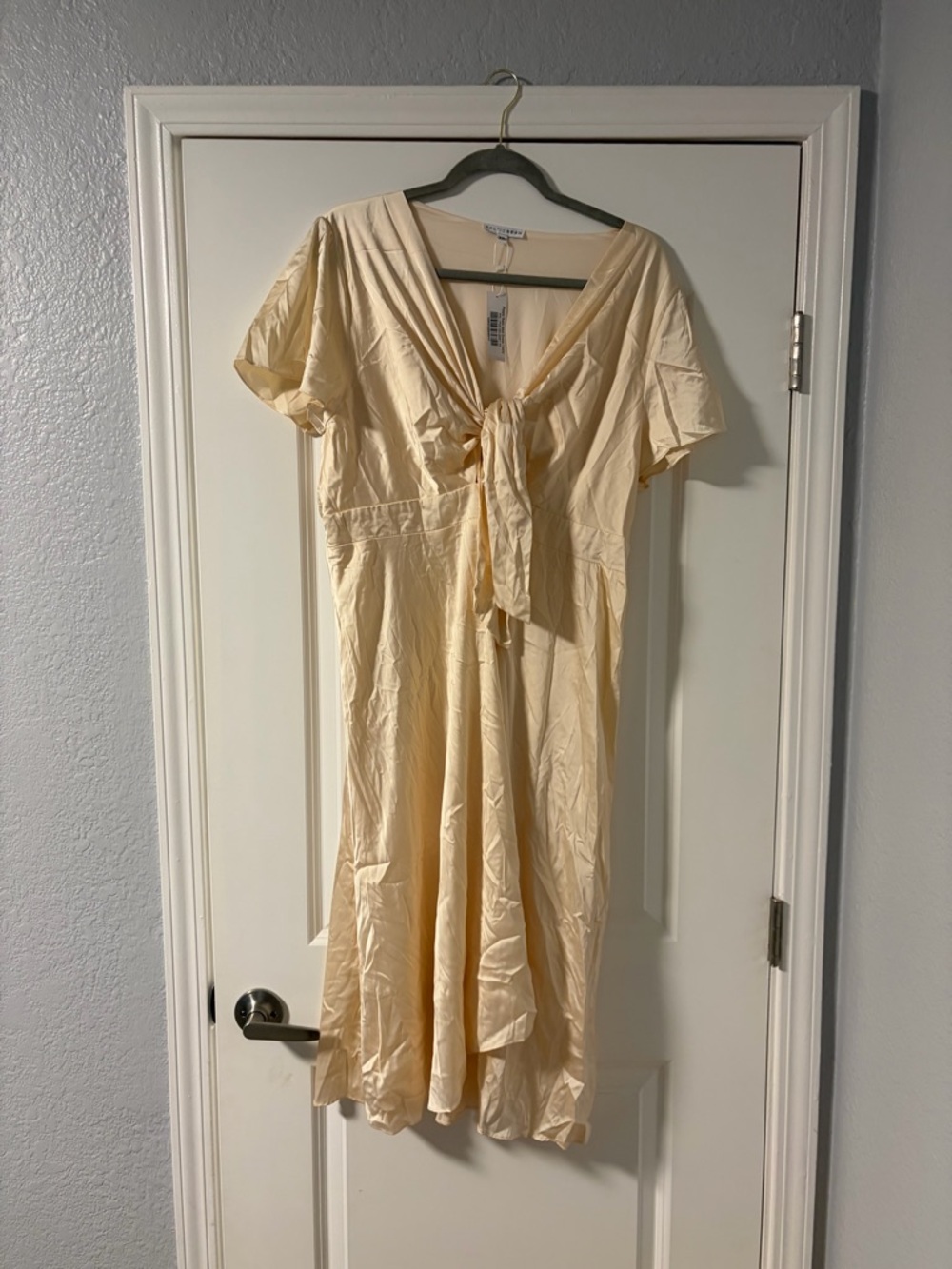 Baltic Born Tie-Front Cream Midi Dress